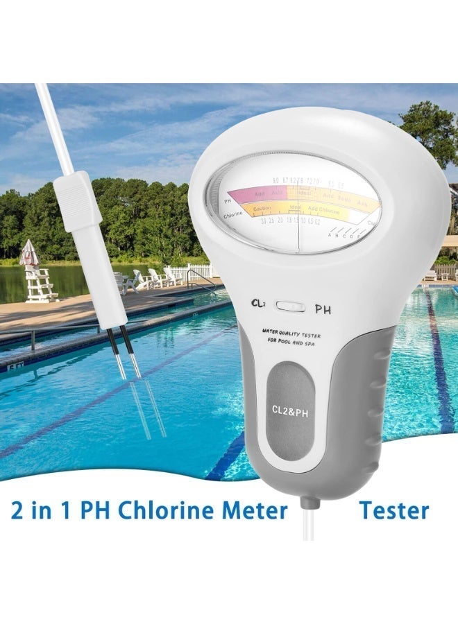 جهاز اختبار المياه والكلور – أداة اختبار مياه حمام السباحة والسبا (pH و Cl²) ، جسم بلاستيكي متين ، سهل الاستخدام ويعمل بالبطارية - Image 3